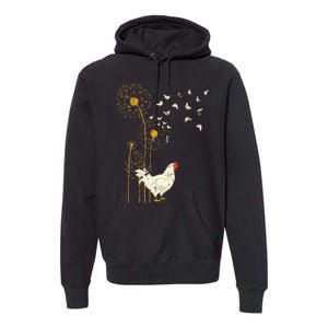 Farmer Poultry Bird Flower Farm Animal Dandelion Chicken Premium Hoodie