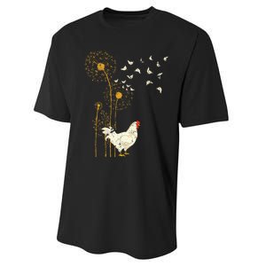 Farmer Poultry Bird Flower Farm Animal Dandelion Chicken Performance Sprint T-Shirt