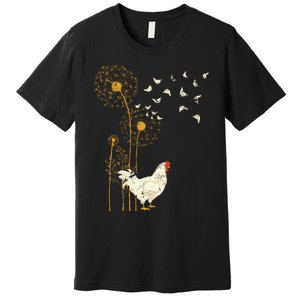 Farmer Poultry Bird Flower Farm Animal Dandelion Chicken Premium T-Shirt