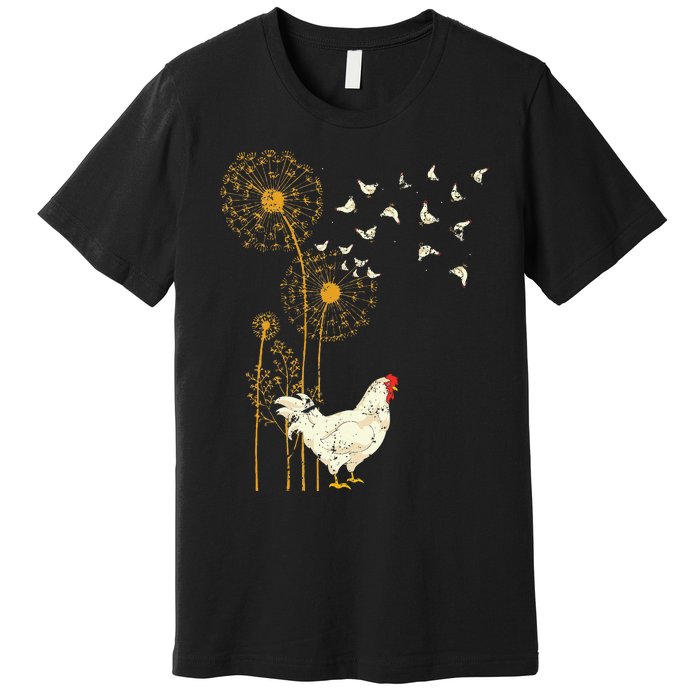 Farmer Poultry Bird Flower Farm Animal Dandelion Chicken Premium T-Shirt