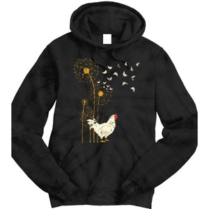 Farmer Poultry Bird Flower Farm Animal Dandelion Chicken Tie Dye Hoodie