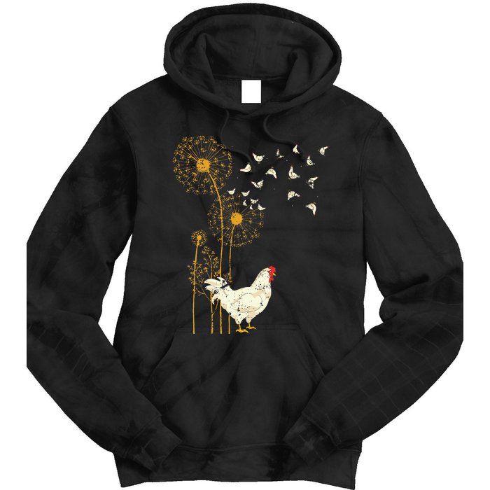 Farmer Poultry Bird Flower Farm Animal Dandelion Chicken Tie Dye Hoodie