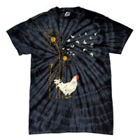 Farmer Poultry Bird Flower Farm Animal Dandelion Chicken Tie-Dye T-Shirt