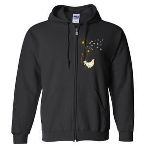 Farmer Poultry Bird Flower Farm Animal Dandelion Chicken Full Zip Hoodie