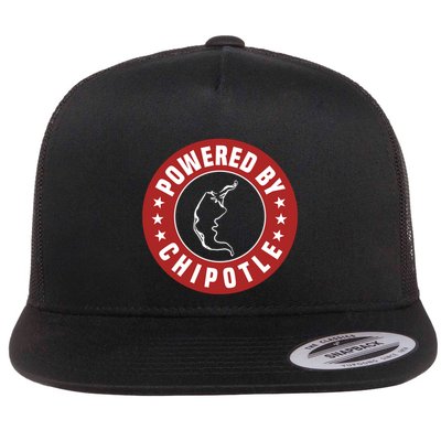 Funny Powered By Chipotle Design Chili Pepper Gift Flat Bill Trucker Hat