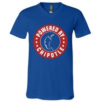 Funny Powered By Chipotle Design Chili Pepper Gift V-Neck T-Shirt