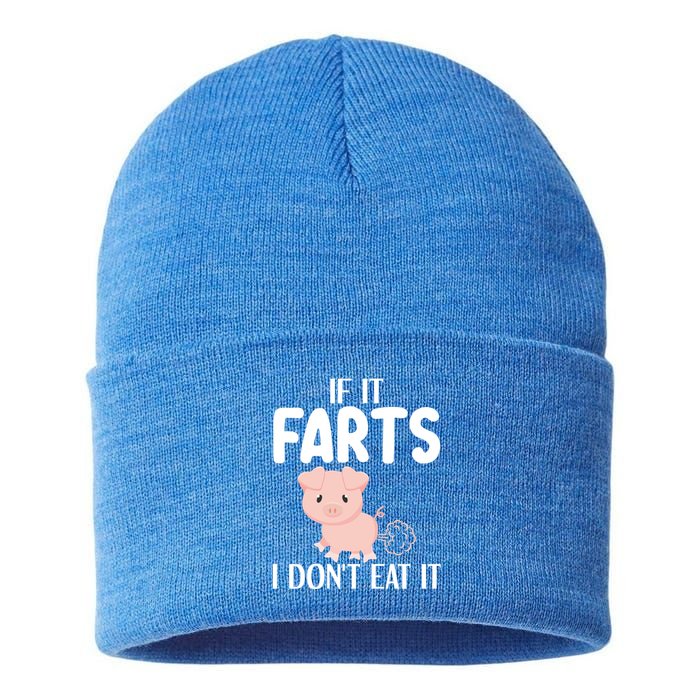 Funny Powered By All Plants If It Farts I Dont Eat It Gift Sustainable Knit Beanie