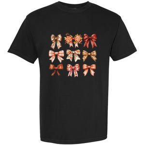 Fall Pumpkin Bow Coquette Autumn Leaves Thanksgiving Garment-Dyed Heavyweight T-Shirt