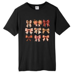 Fall Pumpkin Bow Coquette Autumn Leaves Thanksgiving Tall Fusion ChromaSoft Performance T-Shirt