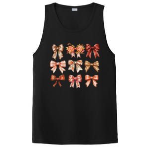 Fall Pumpkin Bow Coquette Autumn Leaves Thanksgiving PosiCharge Competitor Tank