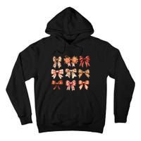 Fall Pumpkin Bow Coquette Autumn Leaves Thanksgiving Tall Hoodie