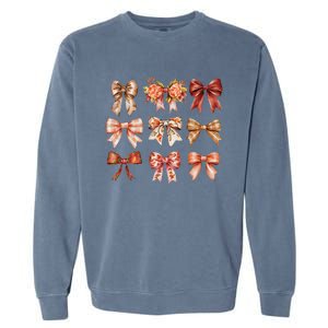 Fall Pumpkin Bow Coquette Autumn Leaves Thanksgiving Garment-Dyed Sweatshirt