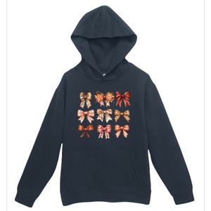 Fall Pumpkin Bow Coquette Autumn Leaves Thanksgiving Urban Pullover Hoodie