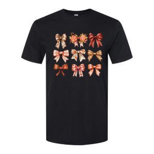 Fall Pumpkin Bow Coquette Autumn Leaves Thanksgiving Softstyle CVC T-Shirt