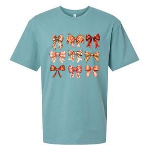 Fall Pumpkin Bow Coquette Autumn Leaves Thanksgiving Sueded Cloud Jersey T-Shirt