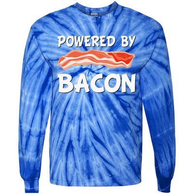 Funny Powered By Bacon Bacon Lovers Tie-Dye Long Sleeve Shirt