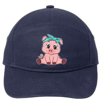 Funny Pig Bandana Gift Cute Little Piggy Lovers Gift Top 7-Panel Snapback Hat