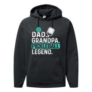 Funny Pickle Ball Dad Grandpa Pickleball Legend Player Gift Performance Fleece Hoodie