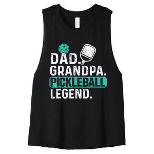 Funny Pickle Ball Dad Grandpa Pickleball Legend Player Gift Women's Racerback Cropped Tank