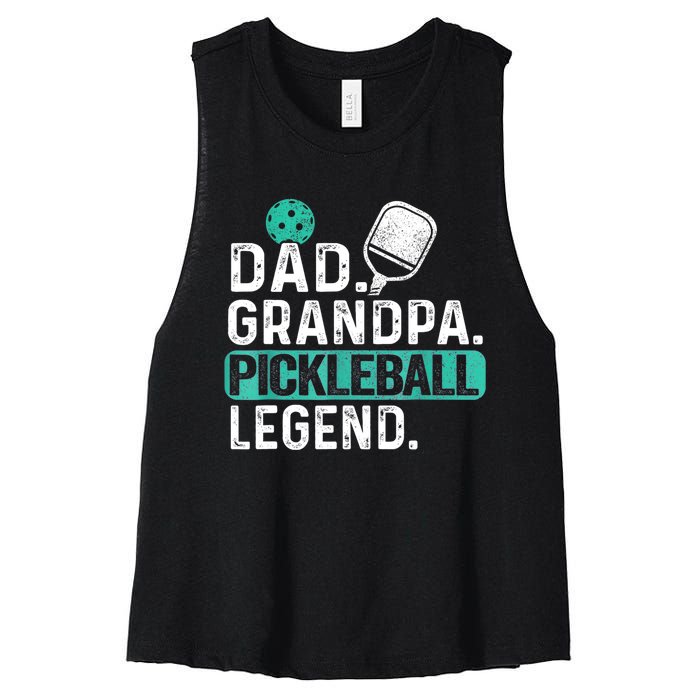 Funny Pickle Ball Dad Grandpa Pickleball Legend Player Gift Women's Racerback Cropped Tank