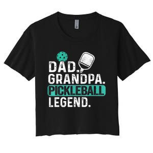 Funny Pickle Ball Dad Grandpa Pickleball Legend Player Gift Women's Crop Top Tee