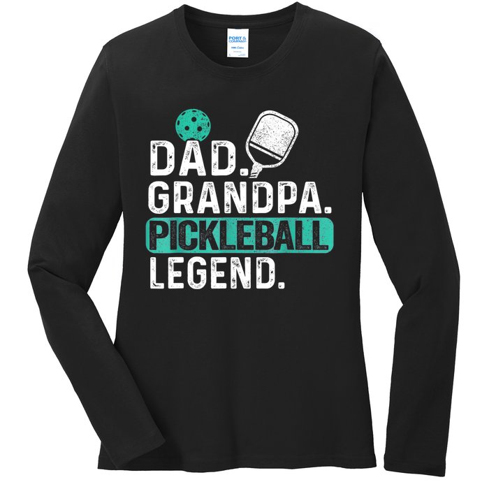 Funny Pickle Ball Dad Grandpa Pickleball Legend Player Gift Ladies Long Sleeve Shirt