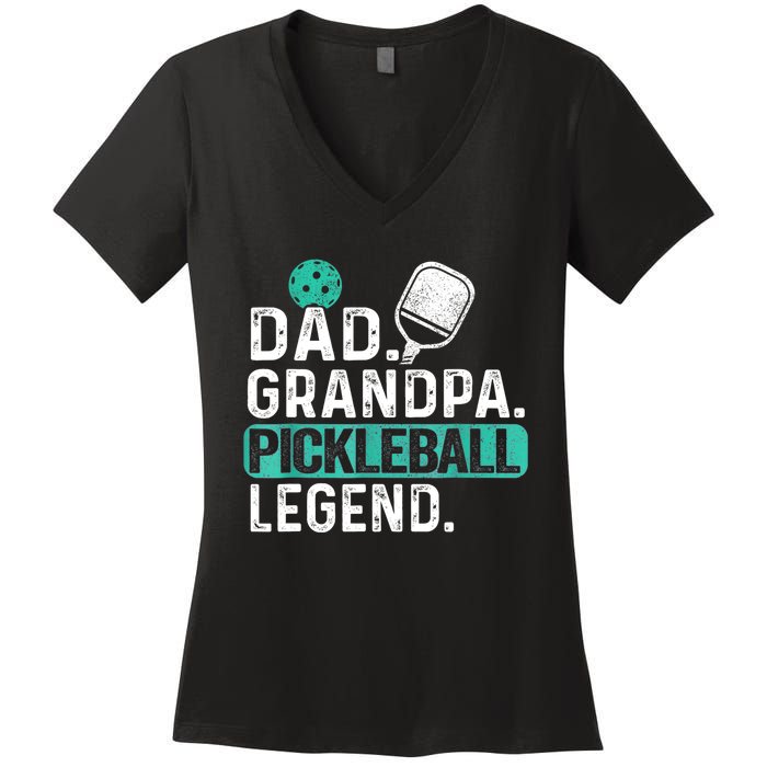 Funny Pickle Ball Dad Grandpa Pickleball Legend Player Gift Women's V-Neck T-Shirt