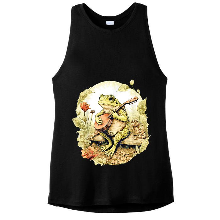 Frog Playing Banjo On Log Ladies PosiCharge Tri-Blend Wicking Tank