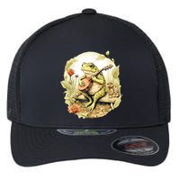 Frog Playing Banjo On Log Flexfit Unipanel Trucker Cap
