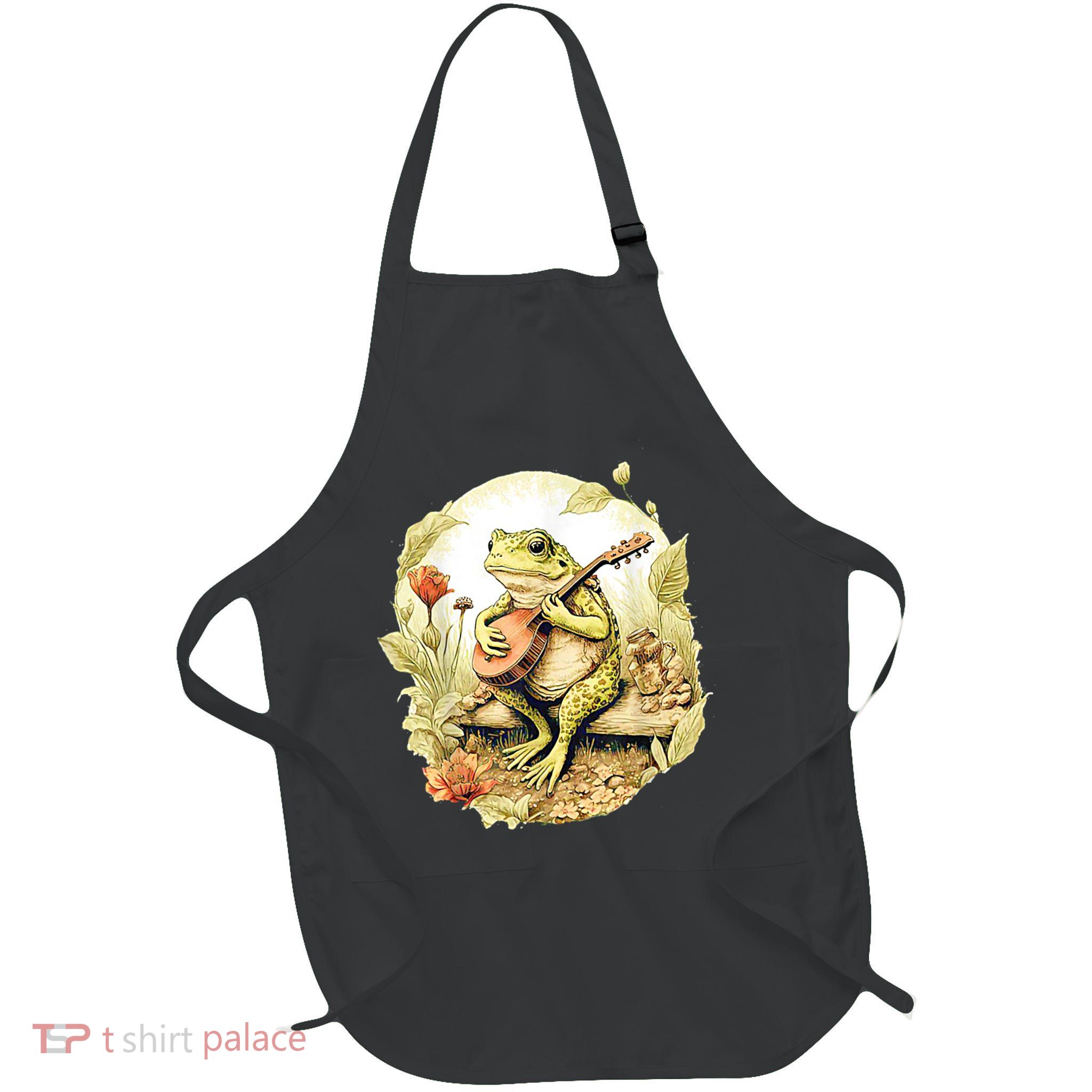 Frog Playing Banjo On Log Apron
