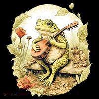 Frog Playing Banjo On Log Drawstring Bag