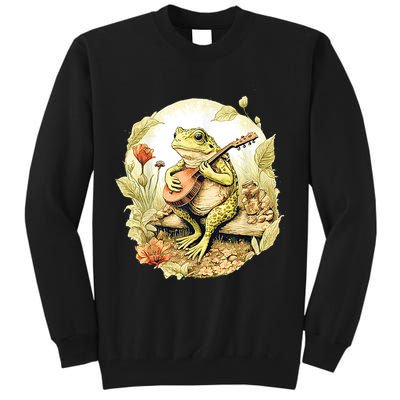 Frog Playing Banjo On Log Tall Sweatshirt