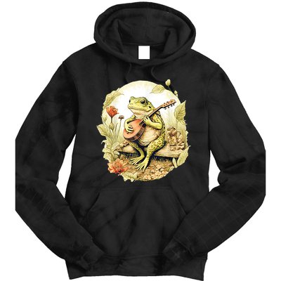 Frog Playing Banjo On Log Tie Dye Hoodie