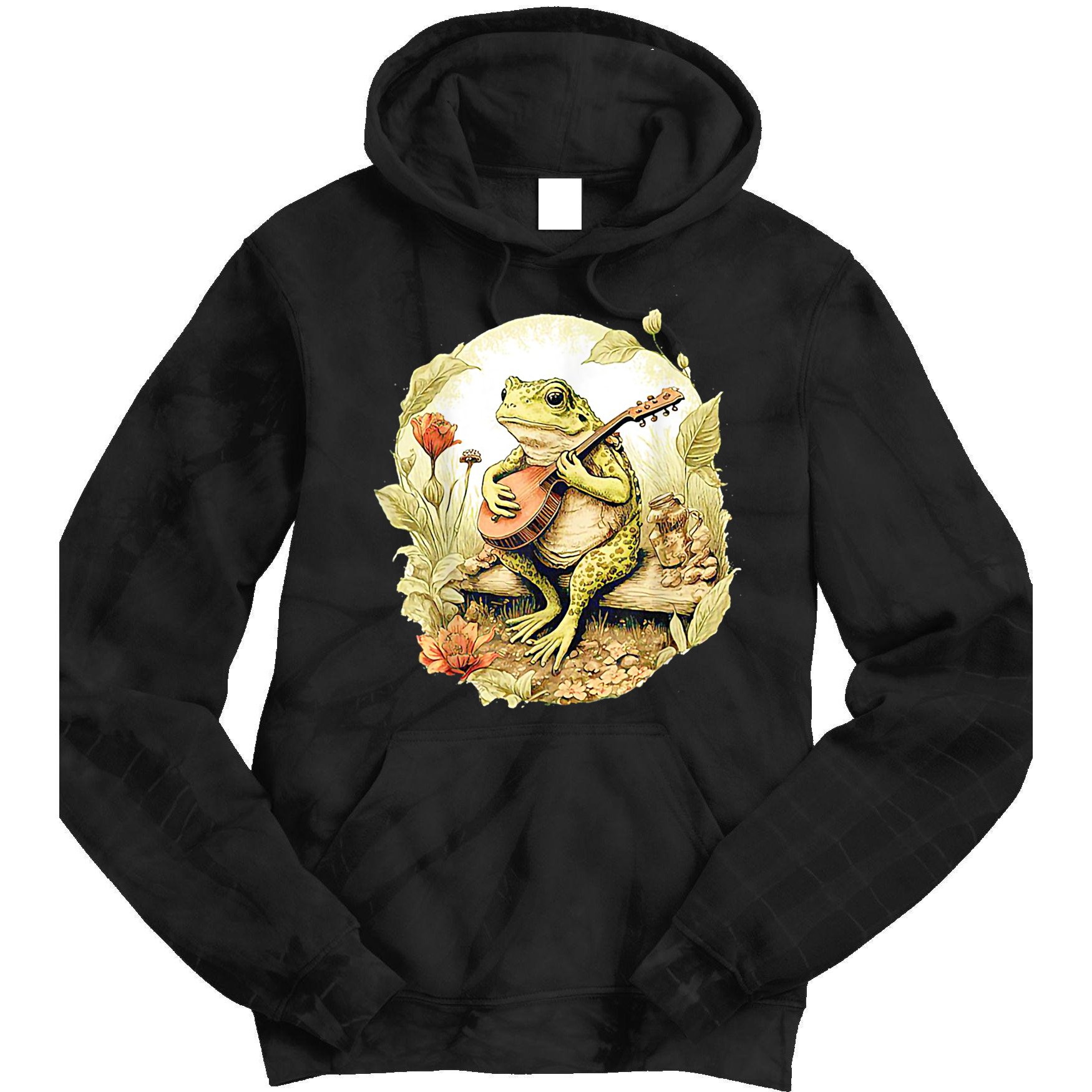 Frog Playing Banjo On Log Tie Dye Hoodie
