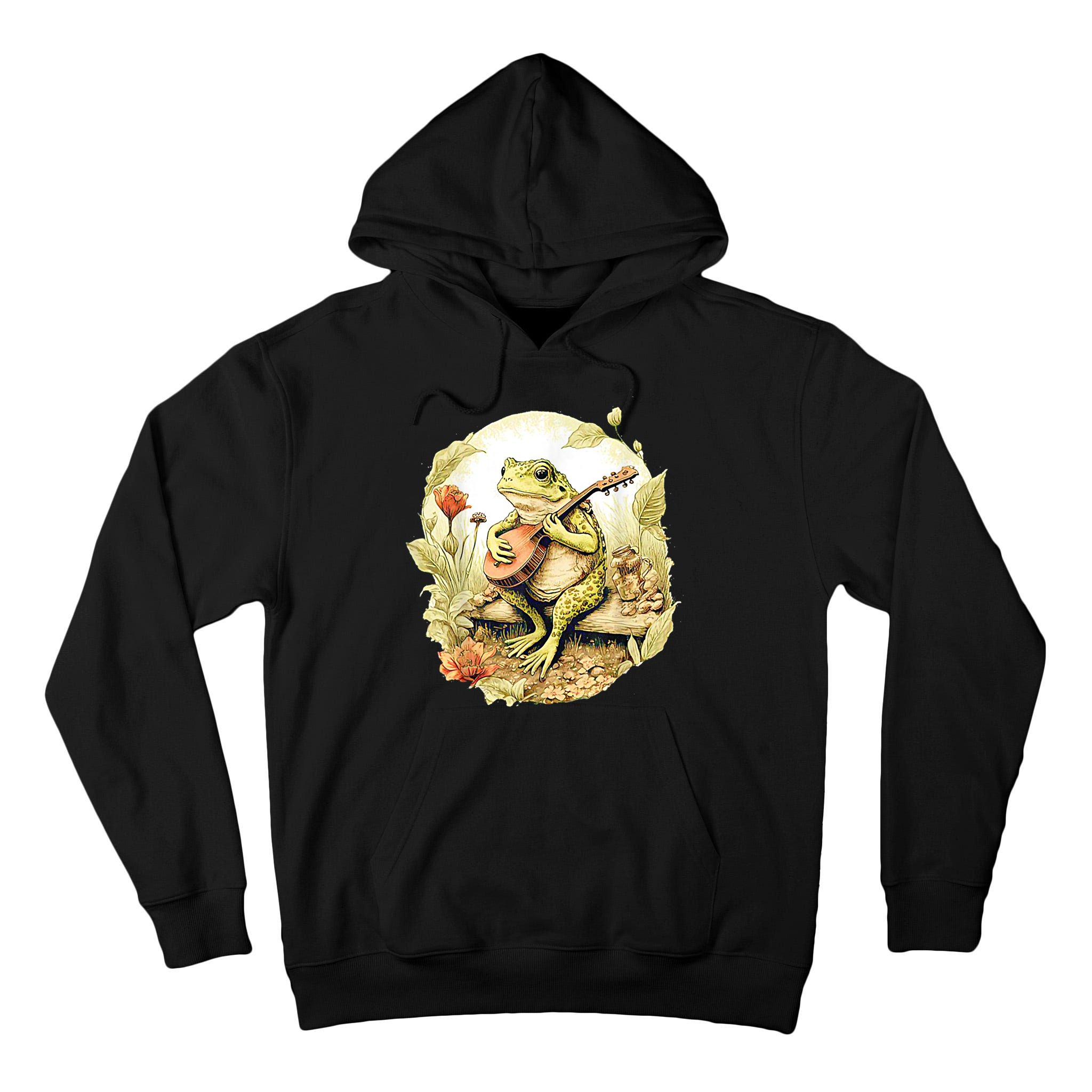 Frog Playing Banjo On Log Tall Hoodie