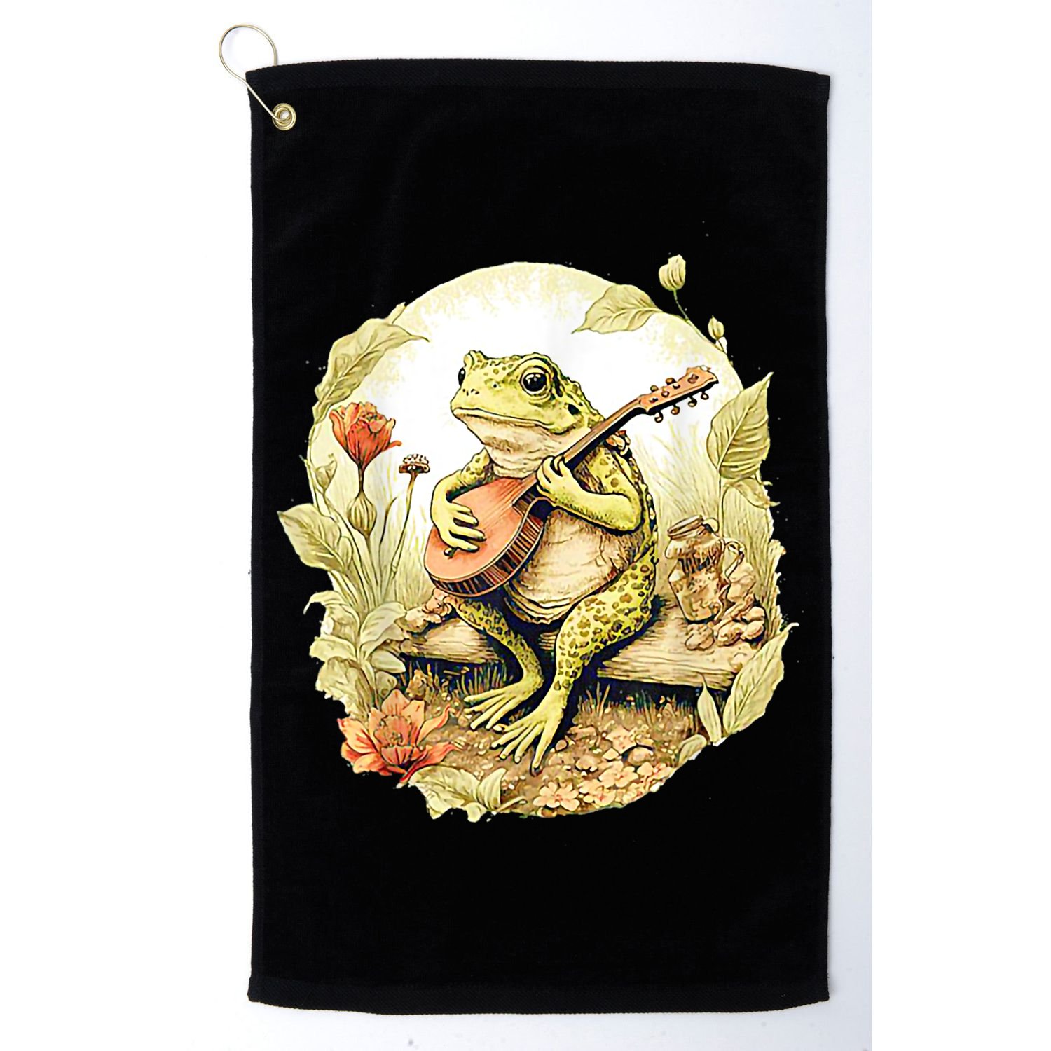 Frog Playing Banjo On Log Golf Towel