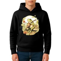 Frog Playing Banjo On Log Kids Hoodie