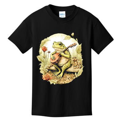 Frog Playing Banjo On Log Kids T-Shirt