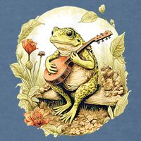 Frog Playing Banjo On Log Garment-Dyed Sweatshirt