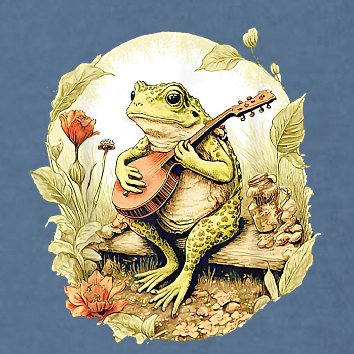 Frog Playing Banjo On Log Garment-Dyed Sweatshirt