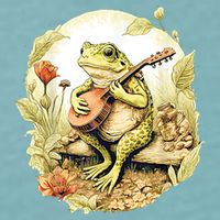 Frog Playing Banjo On Log Sueded Cloud Jersey T-Shirt