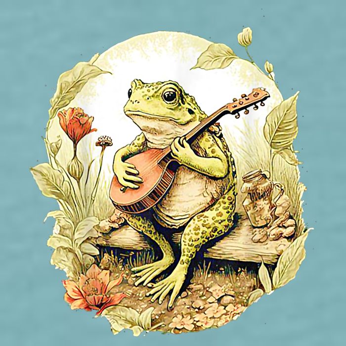 Frog Playing Banjo On Log Sueded Cloud Jersey T-Shirt