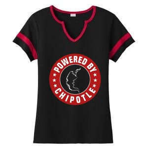 Funny Powered By Chipotle Design Chili Pepper Ladies Halftime Notch Neck Tee