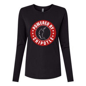 Funny Powered By Chipotle Design Chili Pepper Womens Cotton Relaxed Long Sleeve T-Shirt