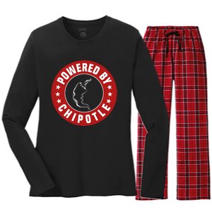 Funny Powered By Chipotle Design Chili Pepper Women's Long Sleeve Flannel Pajama Set 