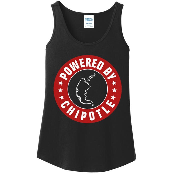 Funny Powered By Chipotle Design Chili Pepper Ladies Essential Tank