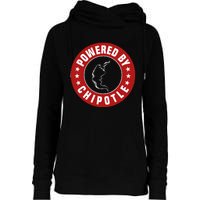 Funny Powered By Chipotle Design Chili Pepper Womens Funnel Neck Pullover Hood