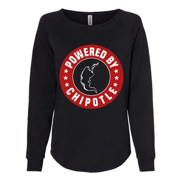 Funny Powered By Chipotle Design Chili Pepper Womens California Wash Sweatshirt