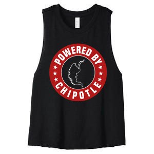 Funny Powered By Chipotle Design Chili Pepper Women's Racerback Cropped Tank