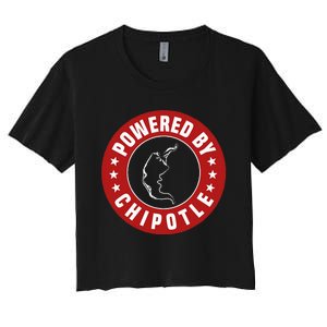 Funny Powered By Chipotle Design Chili Pepper Women's Crop Top Tee